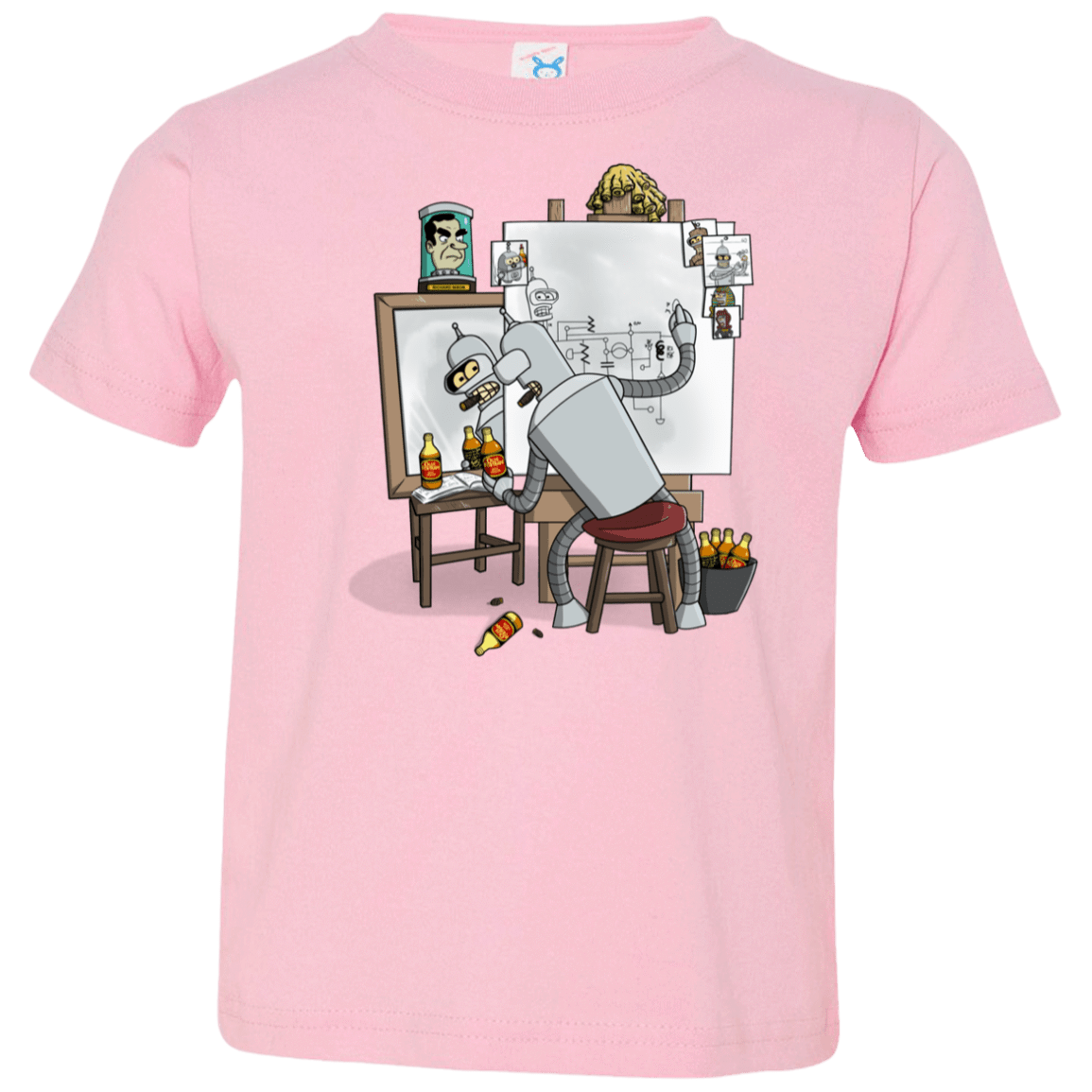 T-Shirts Pink / 2T Retrato de un Robot Toddler Premium T-Shirt