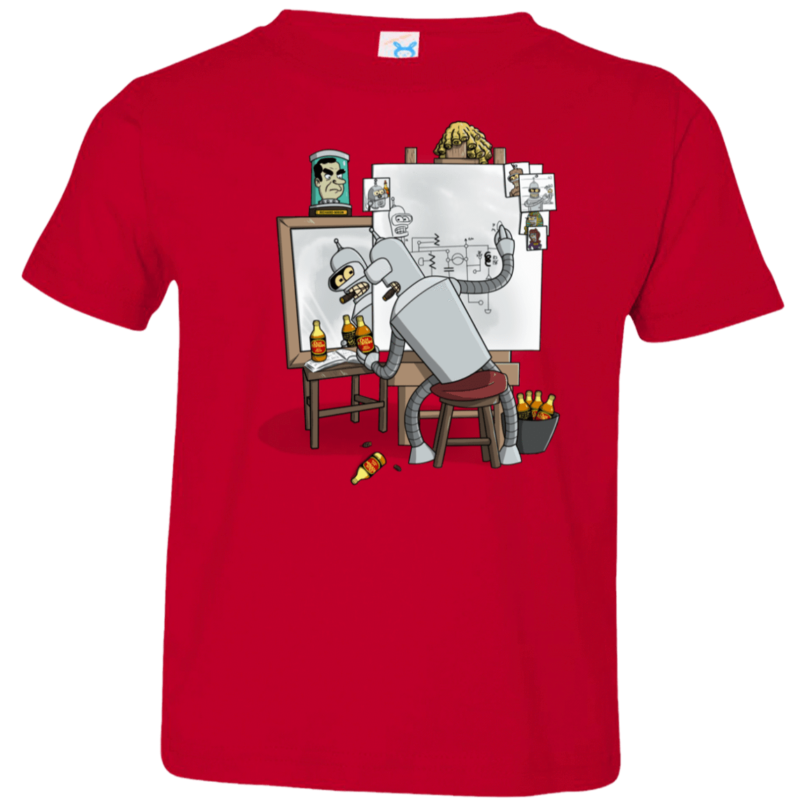 T-Shirts Red / 2T Retrato de un Robot Toddler Premium T-Shirt