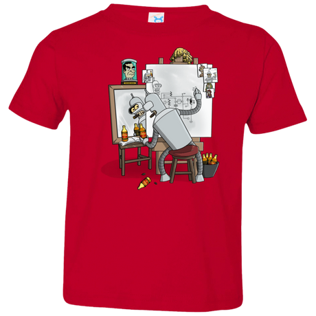 T-Shirts Red / 2T Retrato de un Robot Toddler Premium T-Shirt