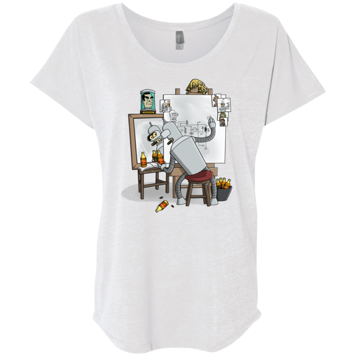 T-Shirts Heather White / X-Small Retrato de un Robot Triblend Dolman Sleeve