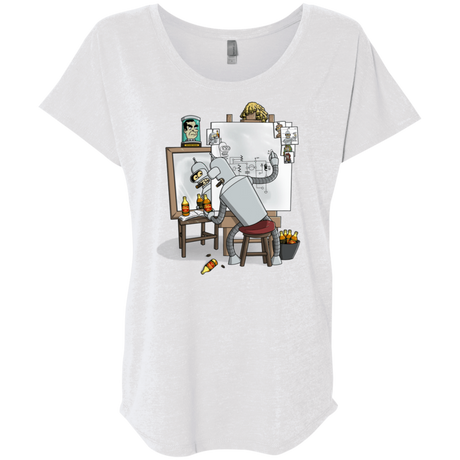 T-Shirts Heather White / X-Small Retrato de un Robot Triblend Dolman Sleeve