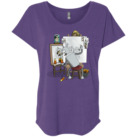 T-Shirts Purple Rush / X-Small Retrato de un Robot Triblend Dolman Sleeve