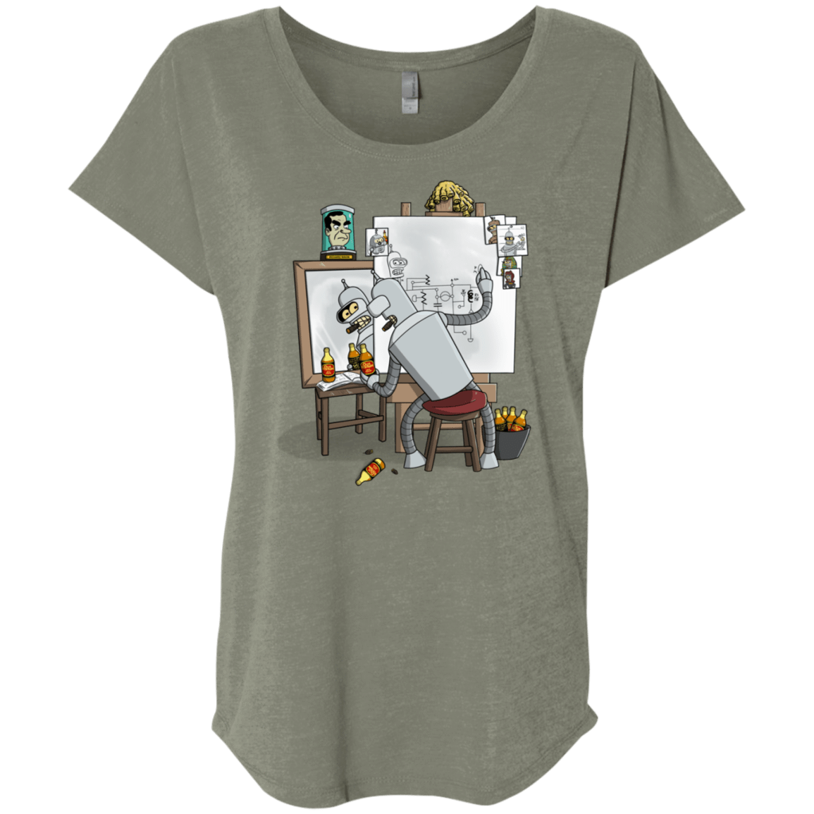 T-Shirts Venetian Grey / X-Small Retrato de un Robot Triblend Dolman Sleeve