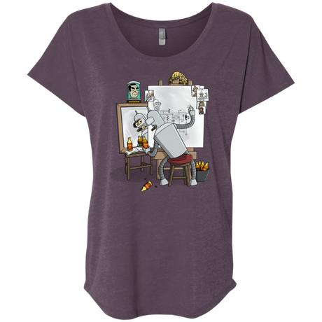 T-Shirts Vintage Purple / X-Small Retrato de un Robot Triblend Dolman Sleeve
