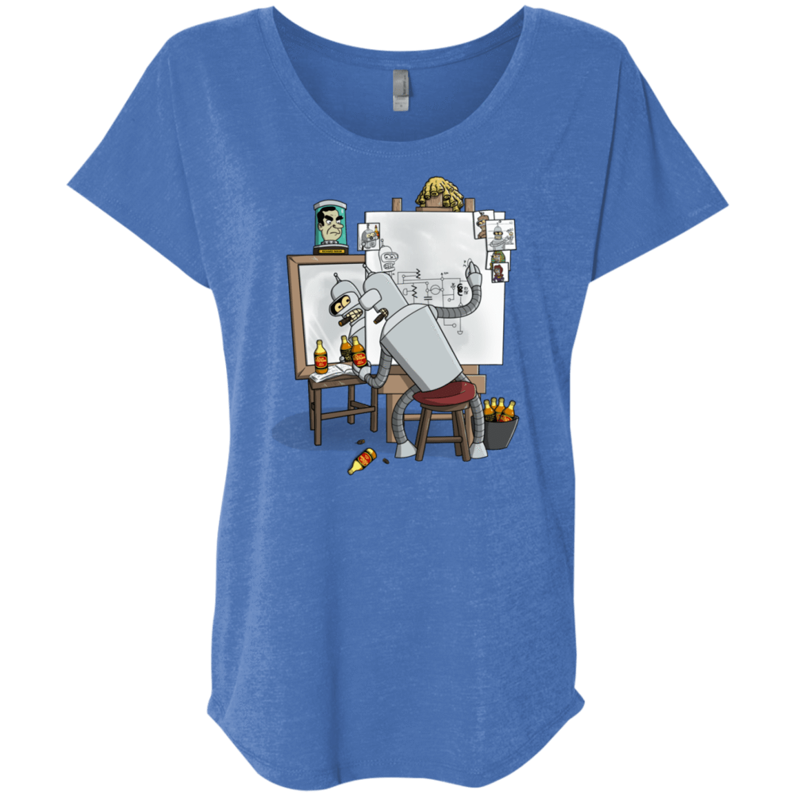 T-Shirts Vintage Royal / X-Small Retrato de un Robot Triblend Dolman Sleeve