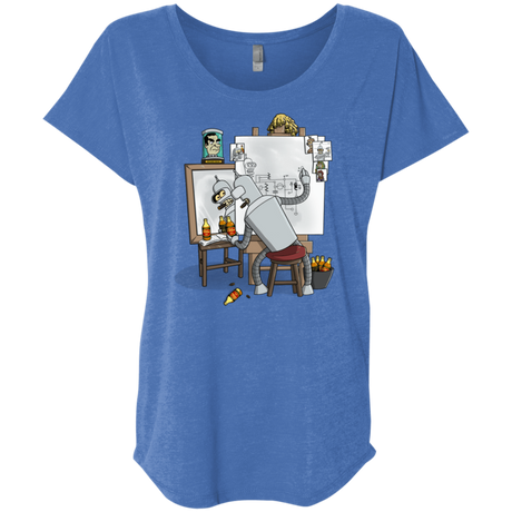 T-Shirts Vintage Royal / X-Small Retrato de un Robot Triblend Dolman Sleeve