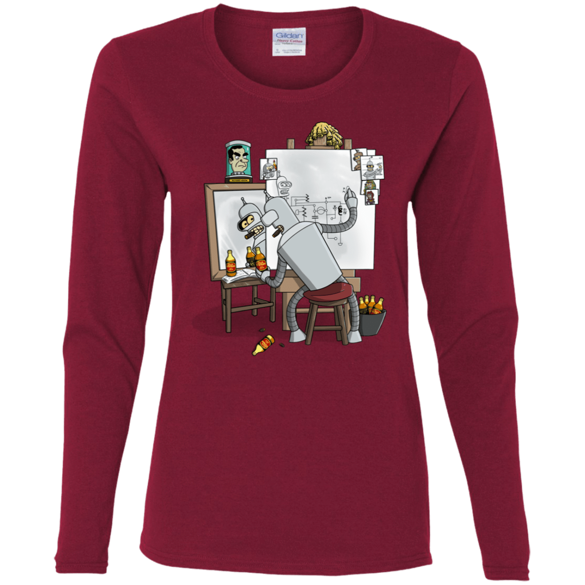 T-Shirts Cardinal / S Retrato de un Robot Women's Long Sleeve T-Shirt