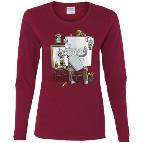 T-Shirts Cardinal / S Retrato de un Robot Women's Long Sleeve T-Shirt