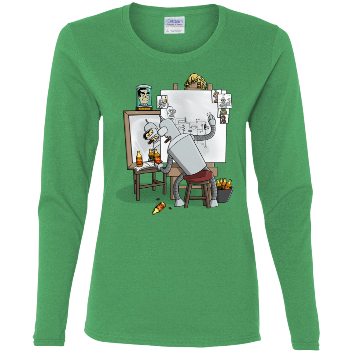 T-Shirts Irish Green / S Retrato de un Robot Women's Long Sleeve T-Shirt