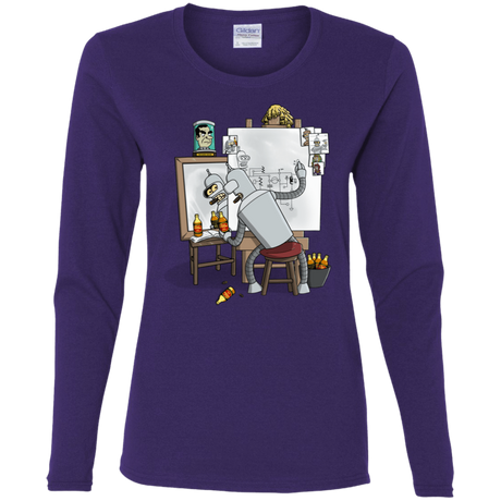 T-Shirts Purple / S Retrato de un Robot Women's Long Sleeve T-Shirt