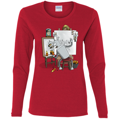 T-Shirts Red / S Retrato de un Robot Women's Long Sleeve T-Shirt