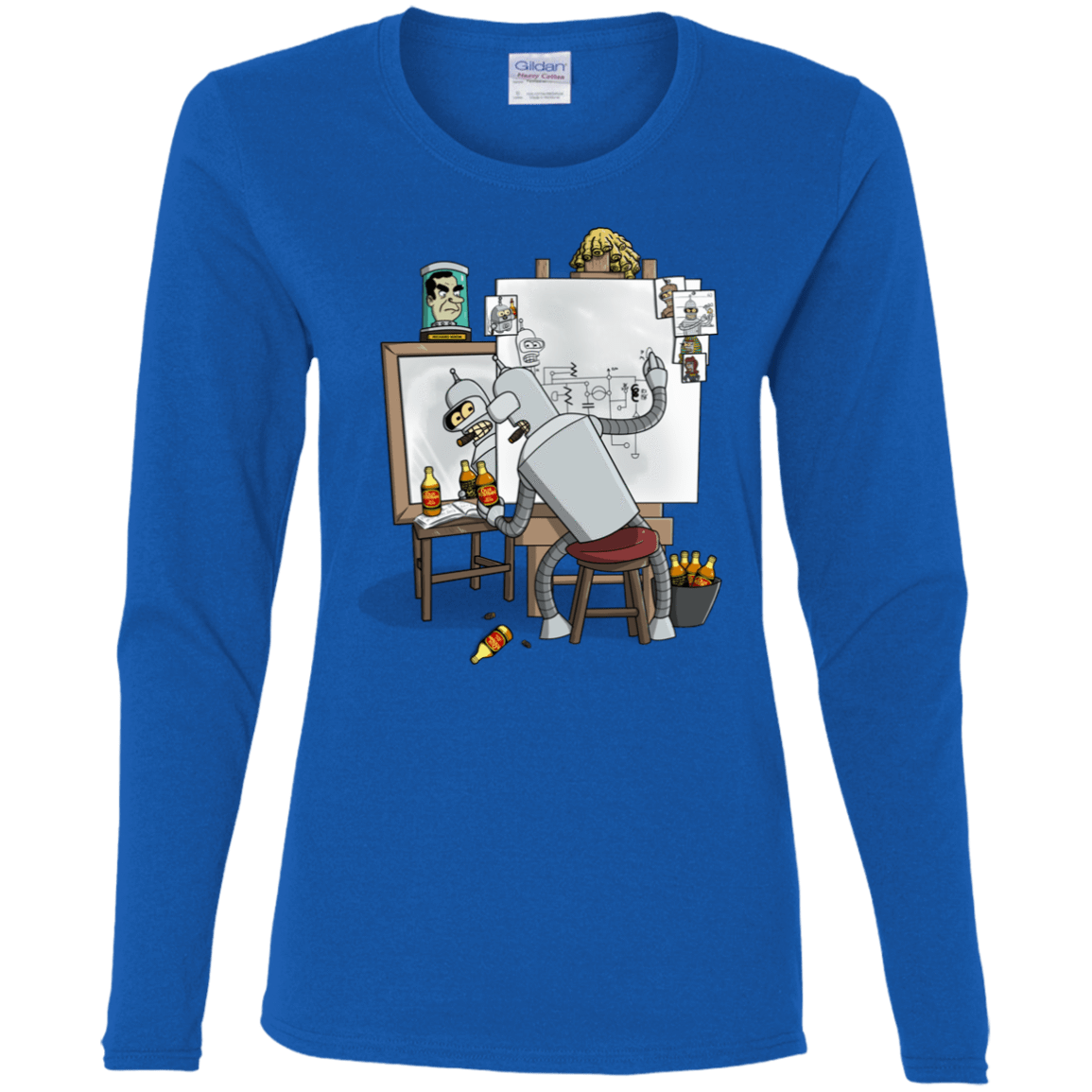 T-Shirts Royal / S Retrato de un Robot Women's Long Sleeve T-Shirt