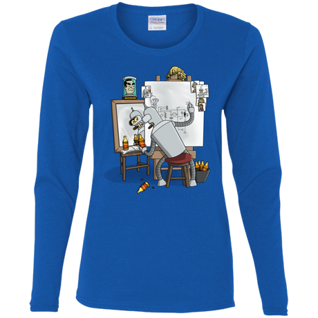 T-Shirts Royal / S Retrato de un Robot Women's Long Sleeve T-Shirt