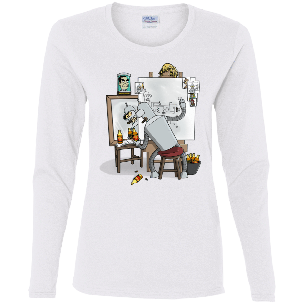 T-Shirts White / S Retrato de un Robot Women's Long Sleeve T-Shirt