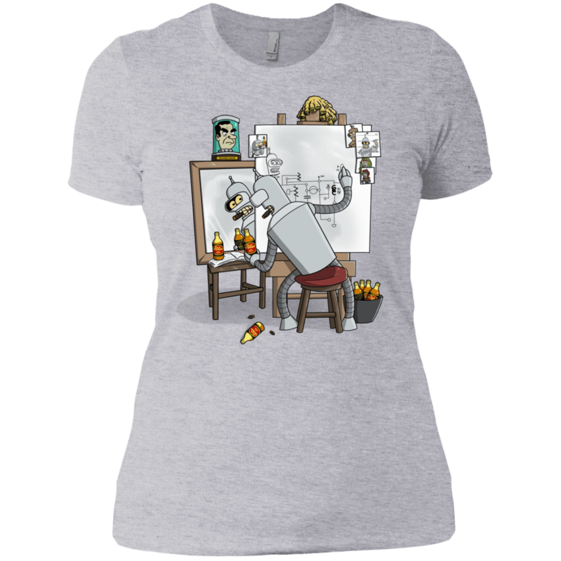 T-Shirts Heather Grey / X-Small Retrato de un Robot Women's Premium T-Shirt