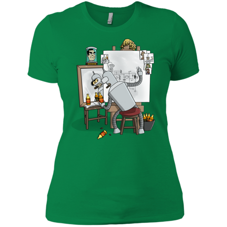 T-Shirts Kelly Green / X-Small Retrato de un Robot Women's Premium T-Shirt