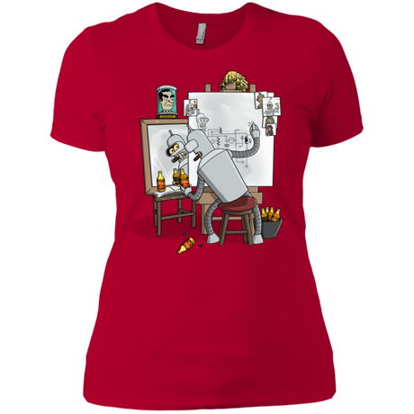 T-Shirts Red / X-Small Retrato de un Robot Women's Premium T-Shirt