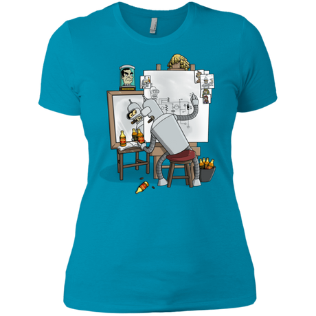 T-Shirts Turquoise / X-Small Retrato de un Robot Women's Premium T-Shirt