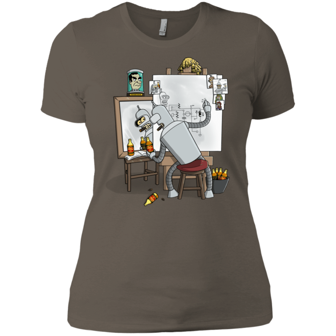 T-Shirts Warm Grey / X-Small Retrato de un Robot Women's Premium T-Shirt