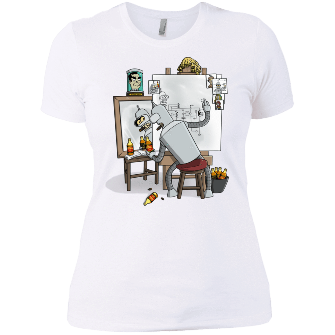 T-Shirts White / X-Small Retrato de un Robot Women's Premium T-Shirt