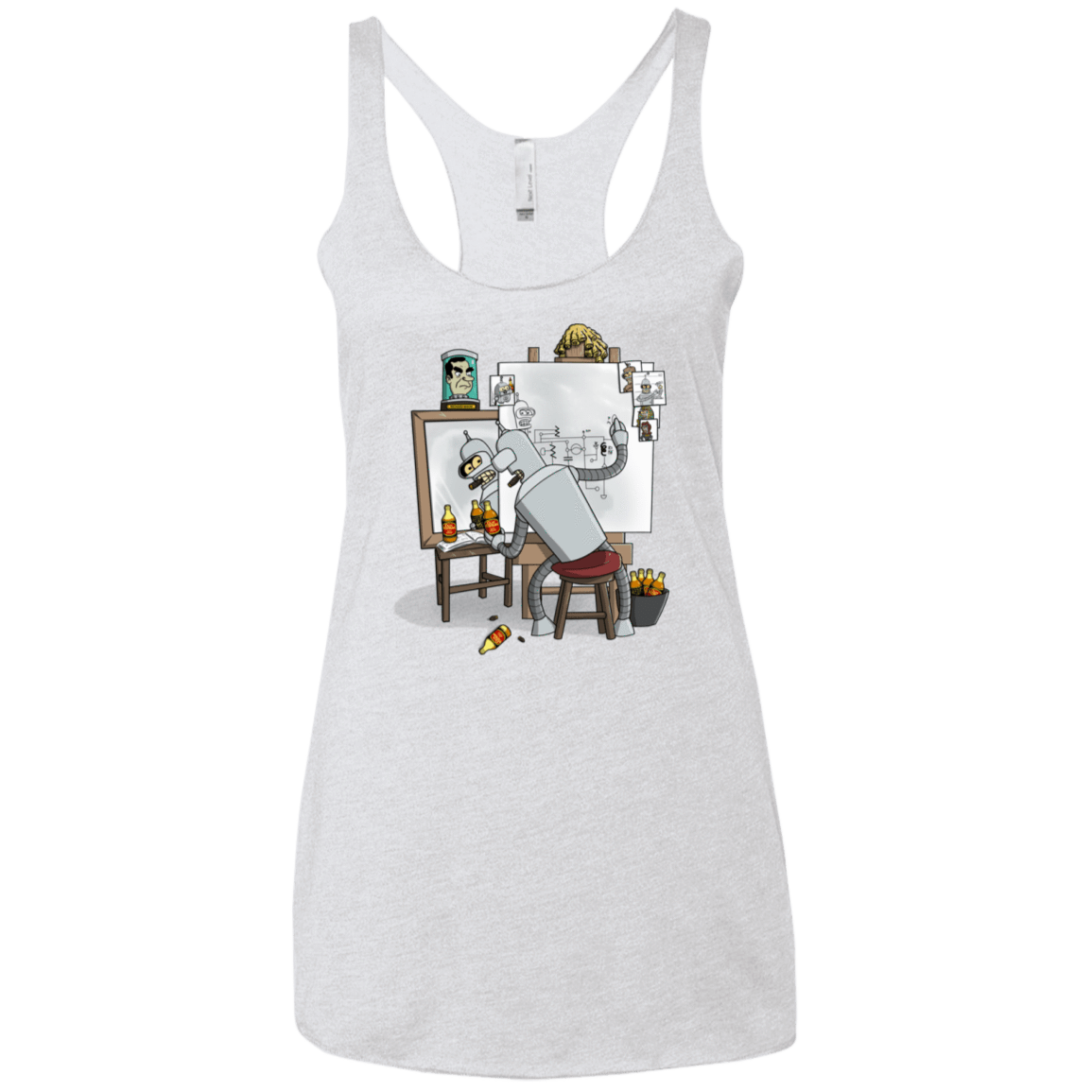 T-Shirts Heather White / X-Small Retrato de un Robot Women's Triblend Racerback Tank