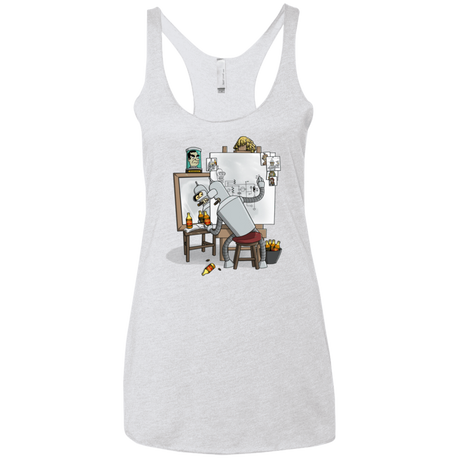 T-Shirts Heather White / X-Small Retrato de un Robot Women's Triblend Racerback Tank