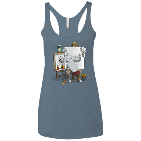 T-Shirts Indigo / X-Small Retrato de un Robot Women's Triblend Racerback Tank