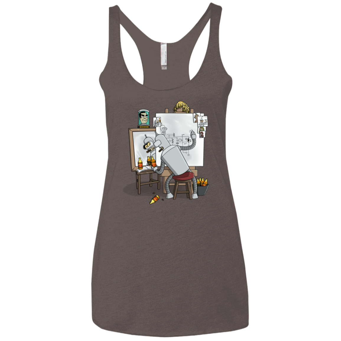 T-Shirts Macchiato / X-Small Retrato de un Robot Women's Triblend Racerback Tank