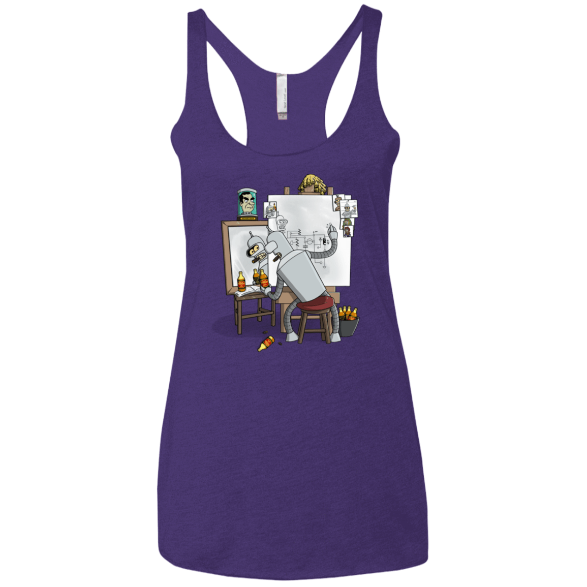 T-Shirts Purple Rush / X-Small Retrato de un Robot Women's Triblend Racerback Tank