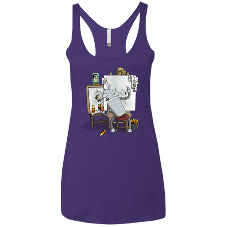 T-Shirts Purple Rush / X-Small Retrato de un Robot Women's Triblend Racerback Tank