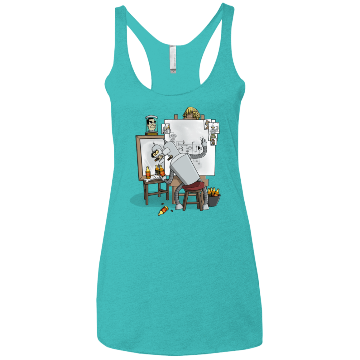 T-Shirts Tahiti Blue / X-Small Retrato de un Robot Women's Triblend Racerback Tank