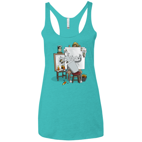 T-Shirts Tahiti Blue / X-Small Retrato de un Robot Women's Triblend Racerback Tank