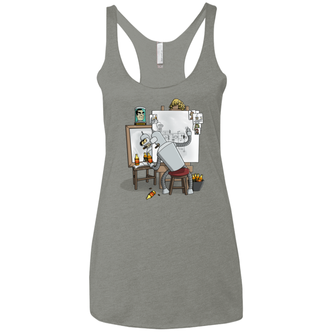 T-Shirts Venetian Grey / X-Small Retrato de un Robot Women's Triblend Racerback Tank