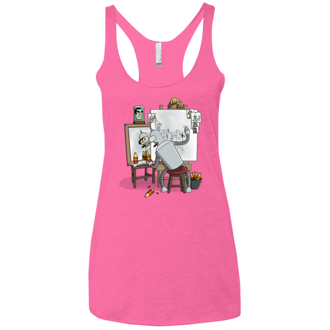 T-Shirts Vintage Pink / X-Small Retrato de un Robot Women's Triblend Racerback Tank