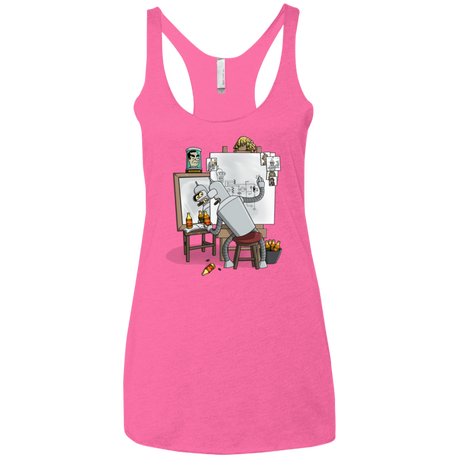 T-Shirts Vintage Pink / X-Small Retrato de un Robot Women's Triblend Racerback Tank