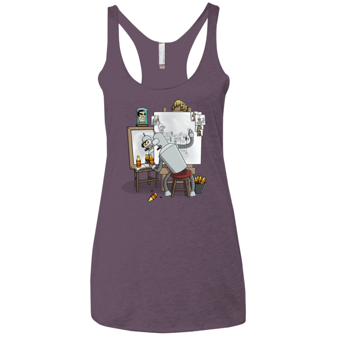 T-Shirts Vintage Purple / X-Small Retrato de un Robot Women's Triblend Racerback Tank
