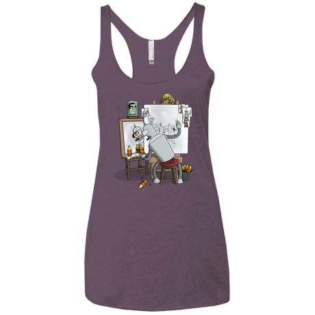 T-Shirts Vintage Purple / X-Small Retrato de un Robot Women's Triblend Racerback Tank
