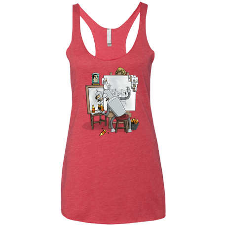 T-Shirts Vintage Red / X-Small Retrato de un Robot Women's Triblend Racerback Tank
