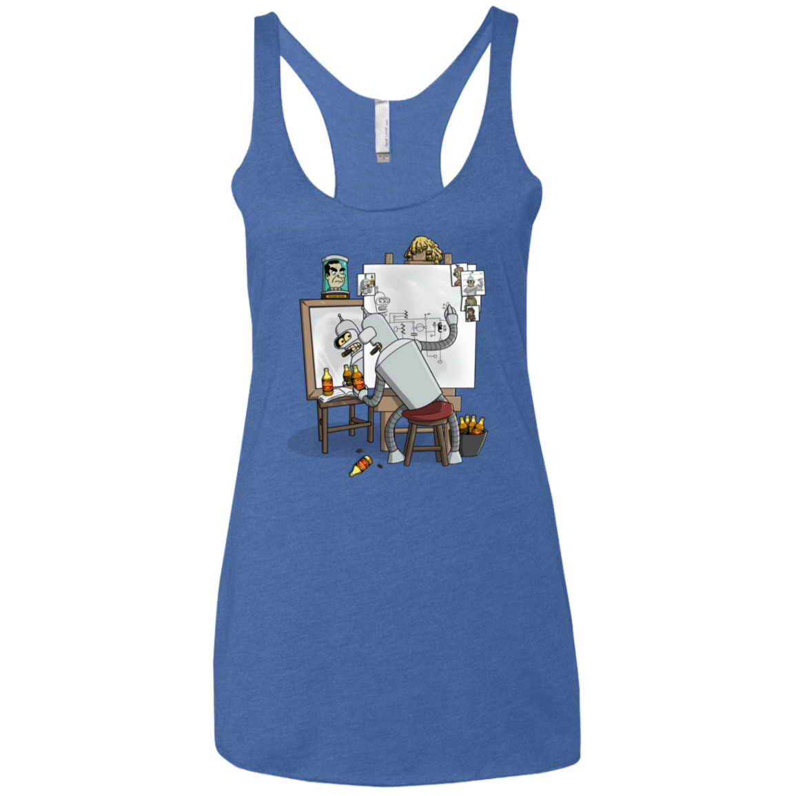 T-Shirts Vintage Royal / X-Small Retrato de un Robot Women's Triblend Racerback Tank
