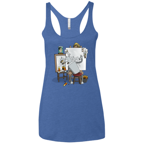 T-Shirts Vintage Royal / X-Small Retrato de un Robot Women's Triblend Racerback Tank