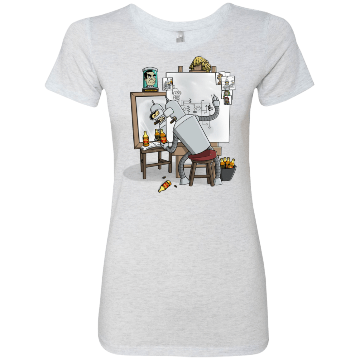 T-Shirts Heather White / S Retrato de un Robot Women's Triblend T-Shirt