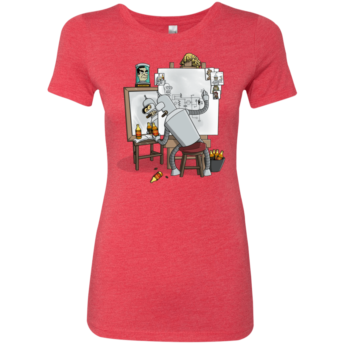 T-Shirts Vintage Red / S Retrato de un Robot Women's Triblend T-Shirt
