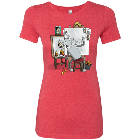 T-Shirts Vintage Red / S Retrato de un Robot Women's Triblend T-Shirt