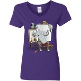 T-Shirts Purple / S Retrato de un Robot Women's V-Neck T-Shirt