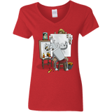 T-Shirts Red / S Retrato de un Robot Women's V-Neck T-Shirt