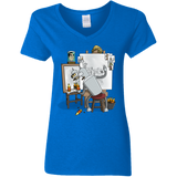 T-Shirts Royal / S Retrato de un Robot Women's V-Neck T-Shirt