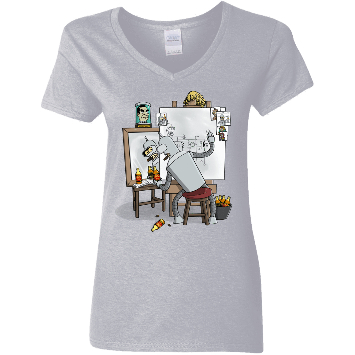 T-Shirts Sport Grey / S Retrato de un Robot Women's V-Neck T-Shirt