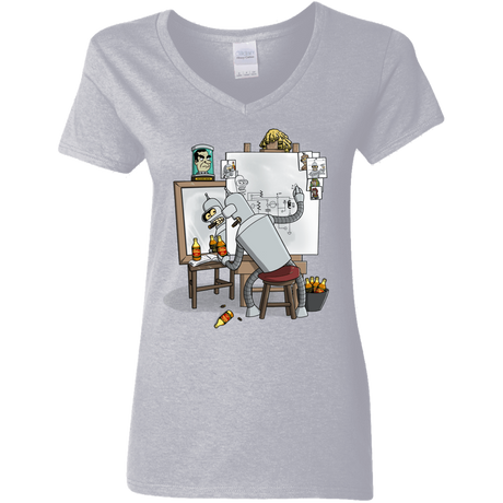 T-Shirts Sport Grey / S Retrato de un Robot Women's V-Neck T-Shirt