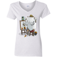 T-Shirts White / S Retrato de un Robot Women's V-Neck T-Shirt