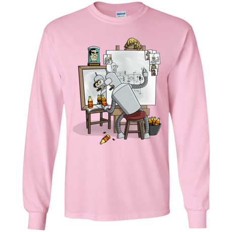 T-Shirts Light Pink / YS Retrato de un Robot Youth Long Sleeve T-Shirt